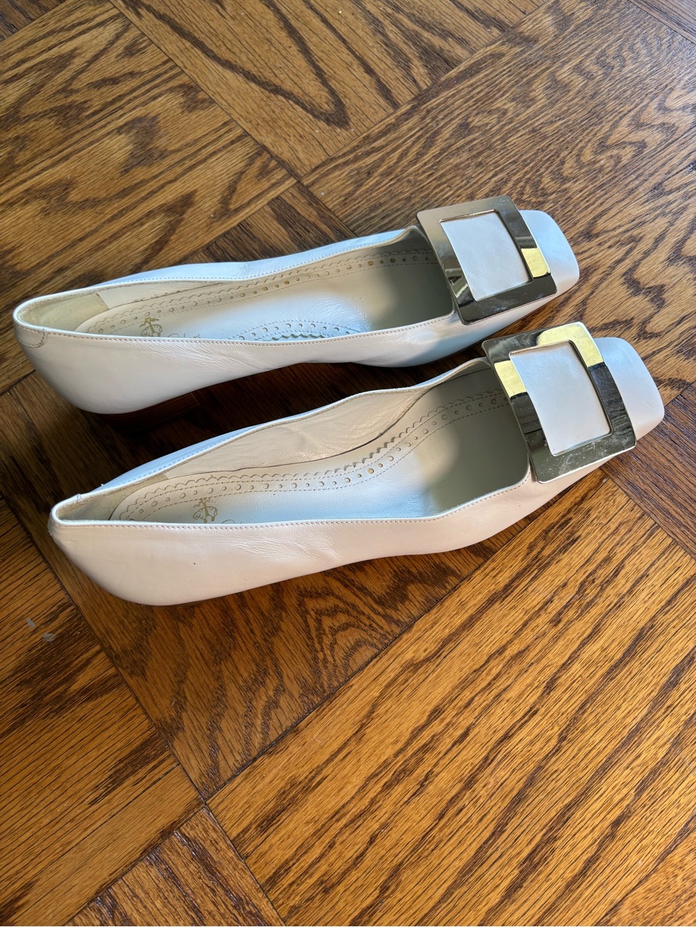 Brooks Brothers Made in Italy White Leather Flats – Leather Sole Size 7 1/2